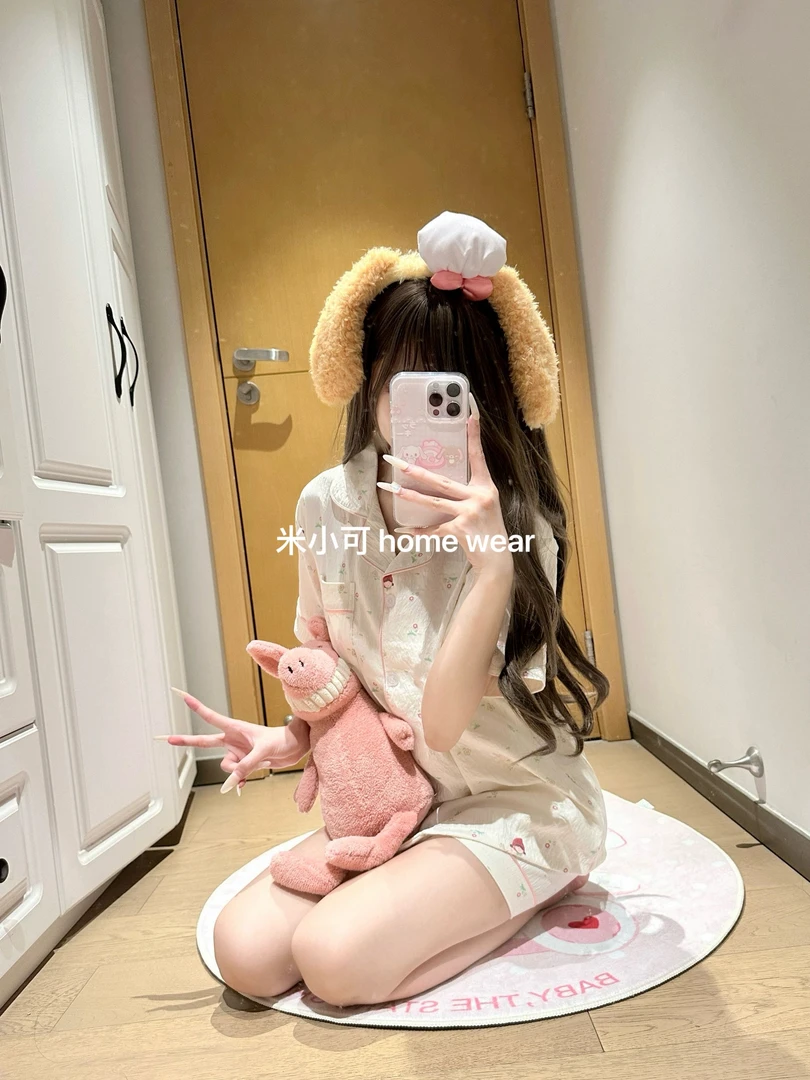 ins小红帽公主印花睡衣女夏季甜美可爱家居服卡通短袖短裤两件套