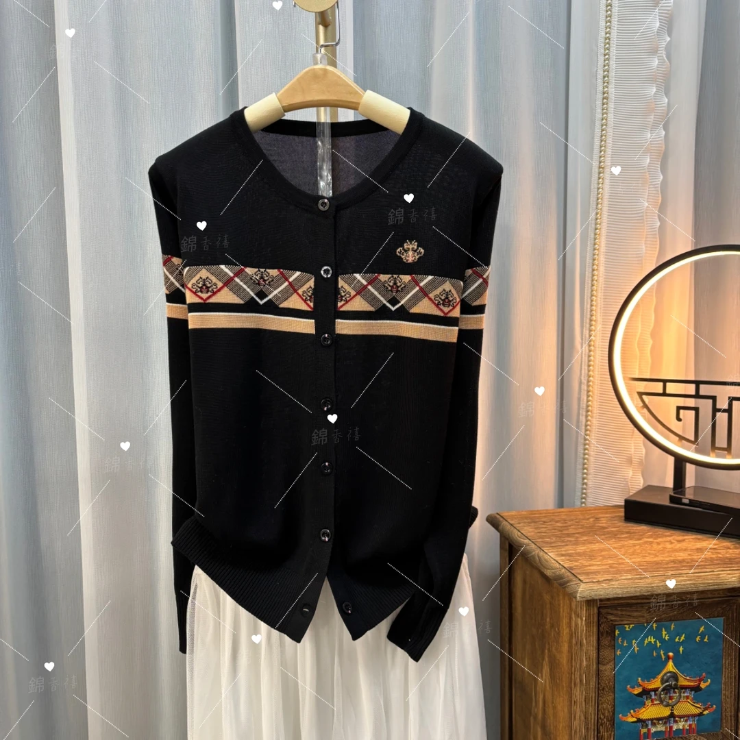 [V729-金蜜蜂联名款]欧洲站英伦风女针织衫开衫女休闲高货百搭潮