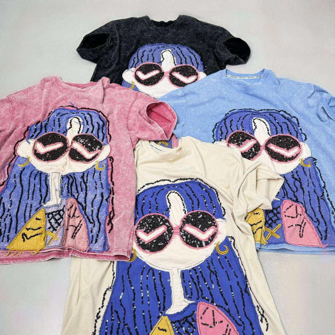 2025夏季重工新款长发女孩T恤 101