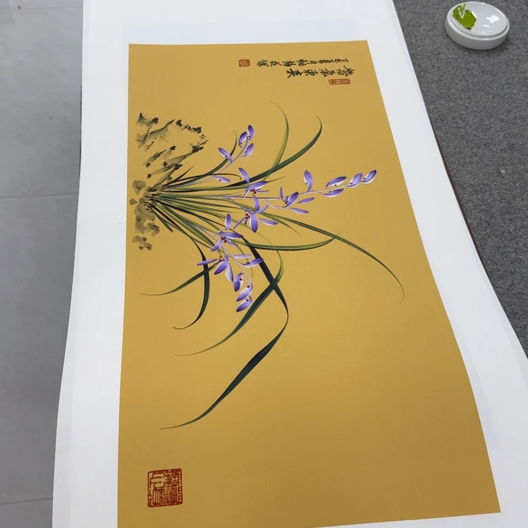 国画国画立体兰花作品