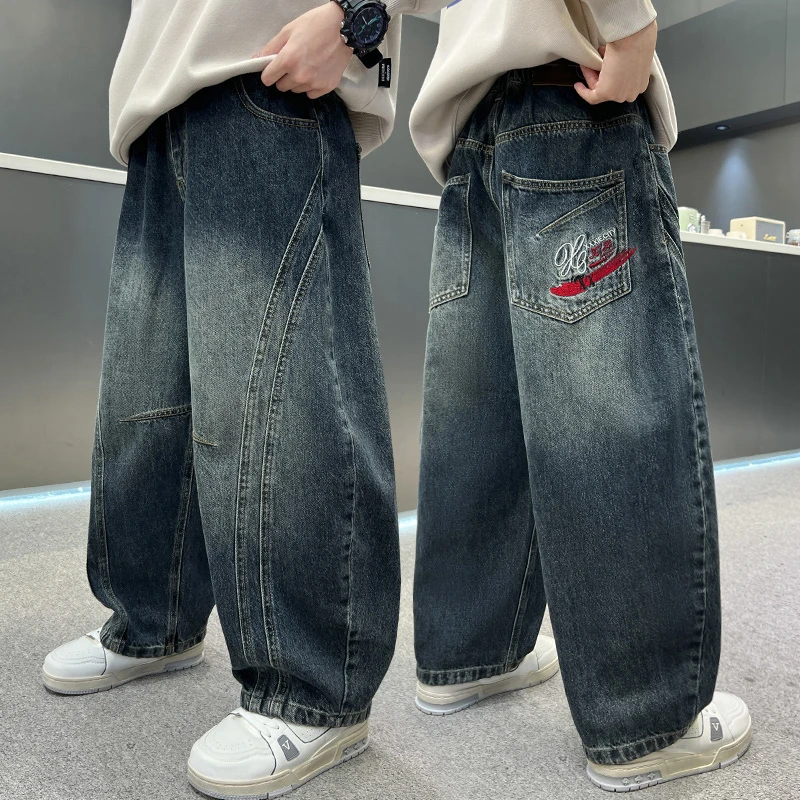 儿童装男童春秋款直筒牛仔裤2025新款男孩秋季宽松长裤大童痞帅潮