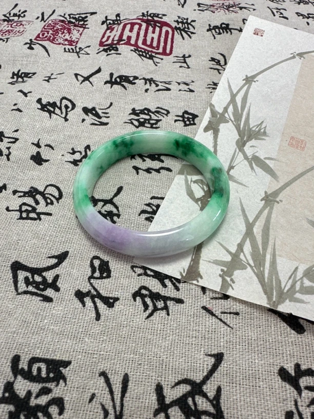 W1458 五六加春彩缅甸翡翠手镯
