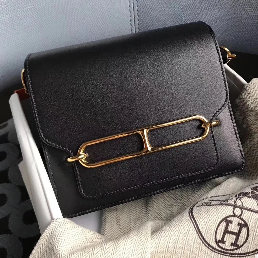 99新 Hermes/爱马仕 艾瑟尔奢品/黑金c刻猪鼻子单肩包