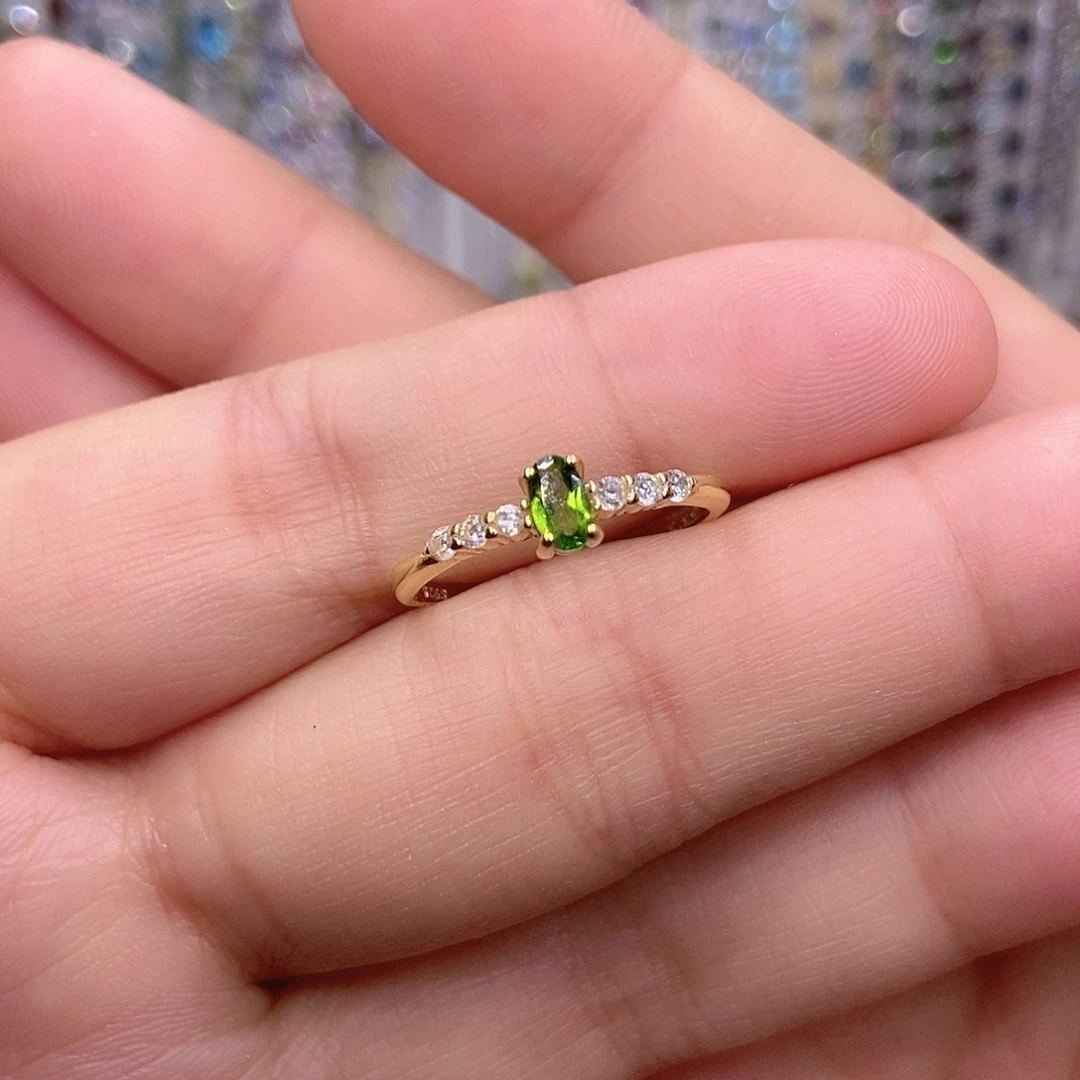 透辉石开口戒指银S925镶嵌