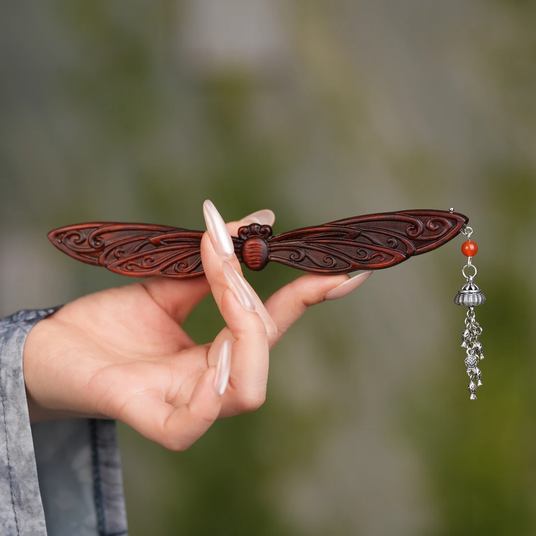 乘风原创新中式紫檀木反扣式发簪蝴蝶流苏步摇簪子古风挽发头饰女