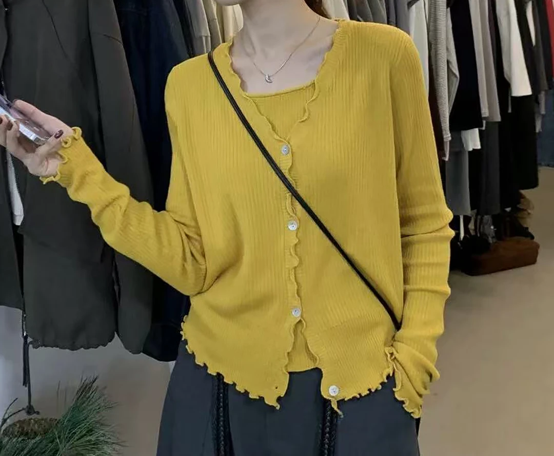 DALIANSU/大脸酥-4703  秋季设计感简约开衫假两件上衣