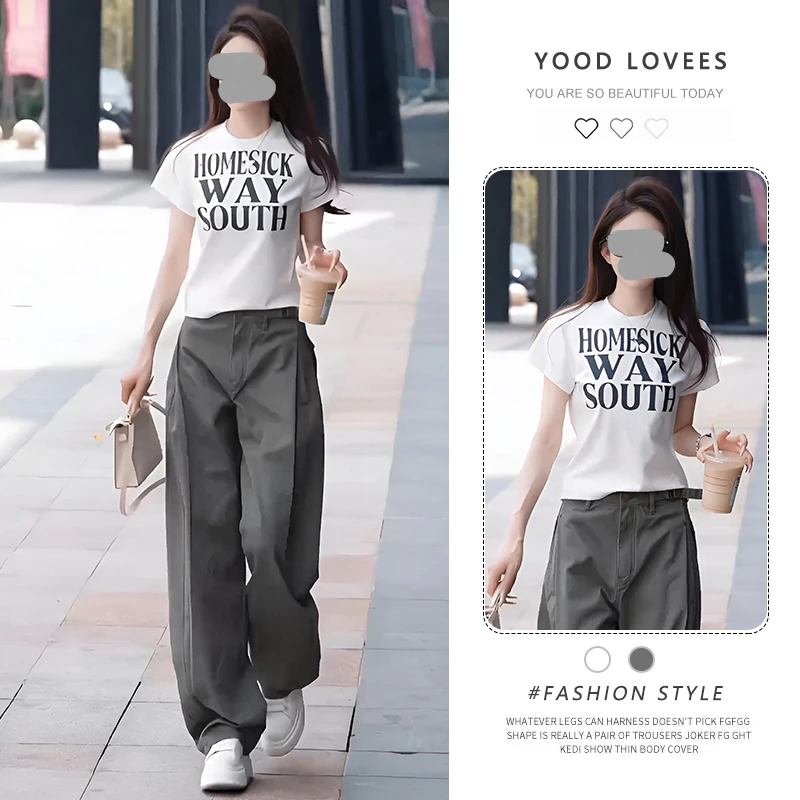 美式炸街运动服套装女夏季甜酷辣妹时尚短袖工装阔腿裤休闲两件套