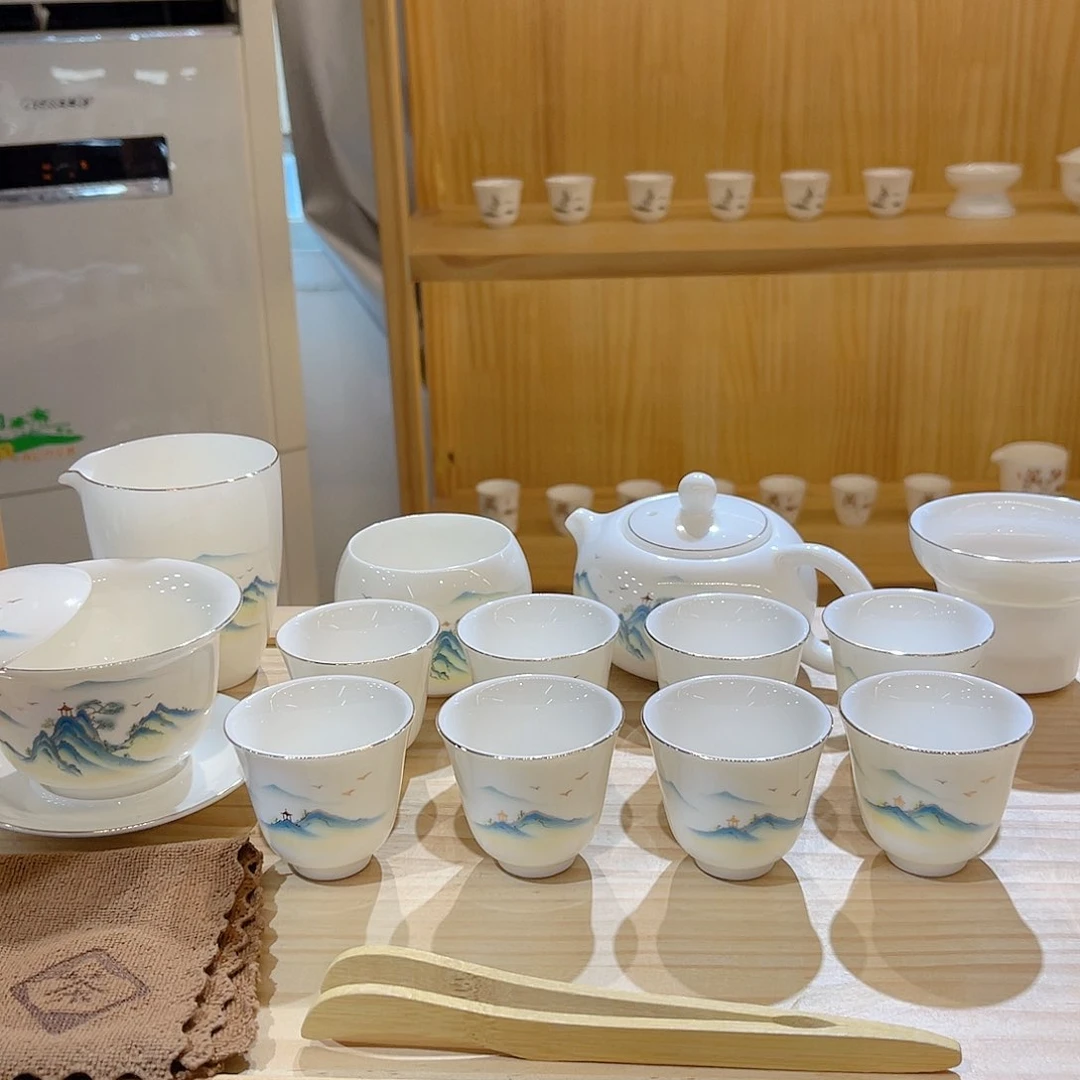 杯玄致羊脂玉瓷茶具套装