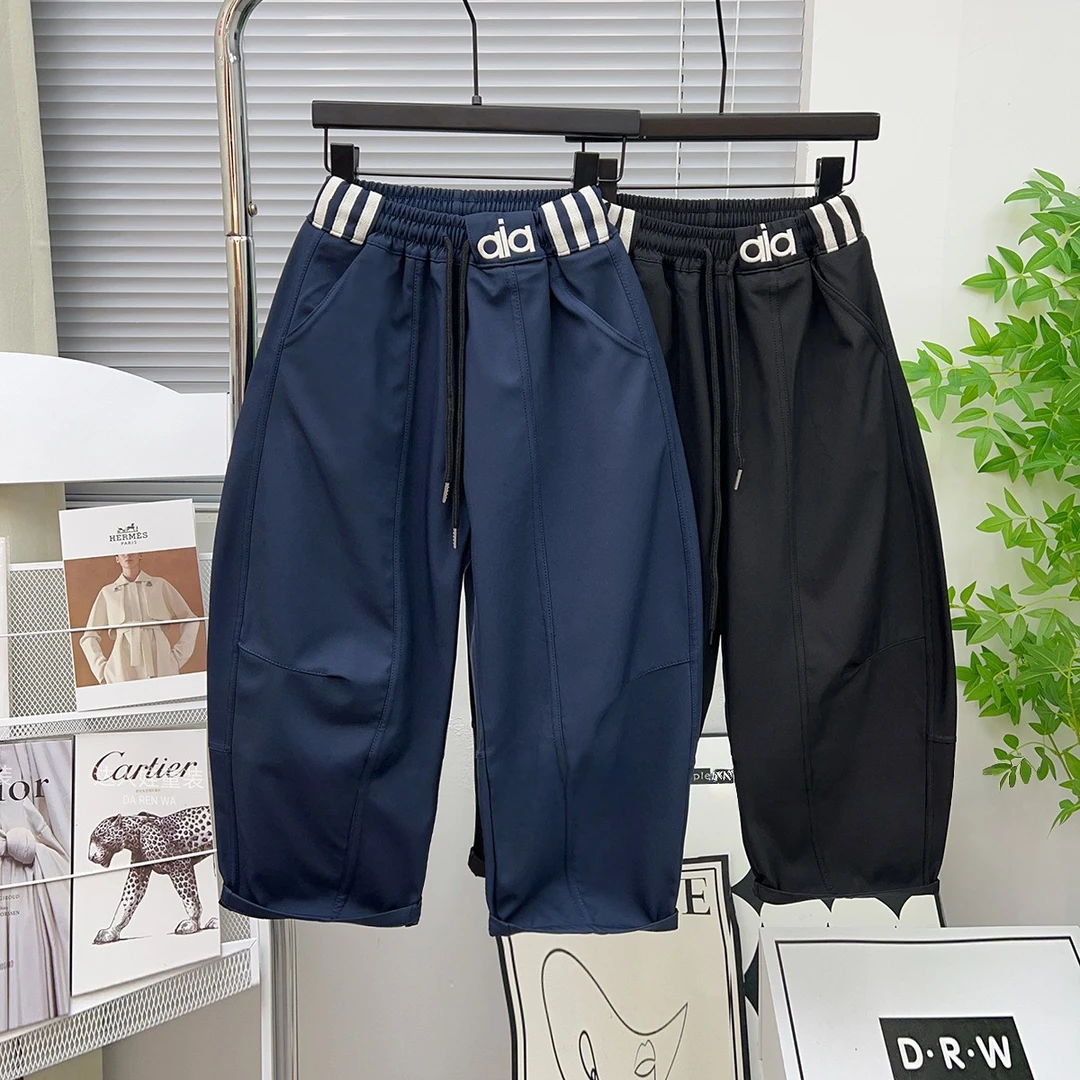 春秋百搭童裤2025新款秋季腰标字母设计中大童洋气休闲长裤