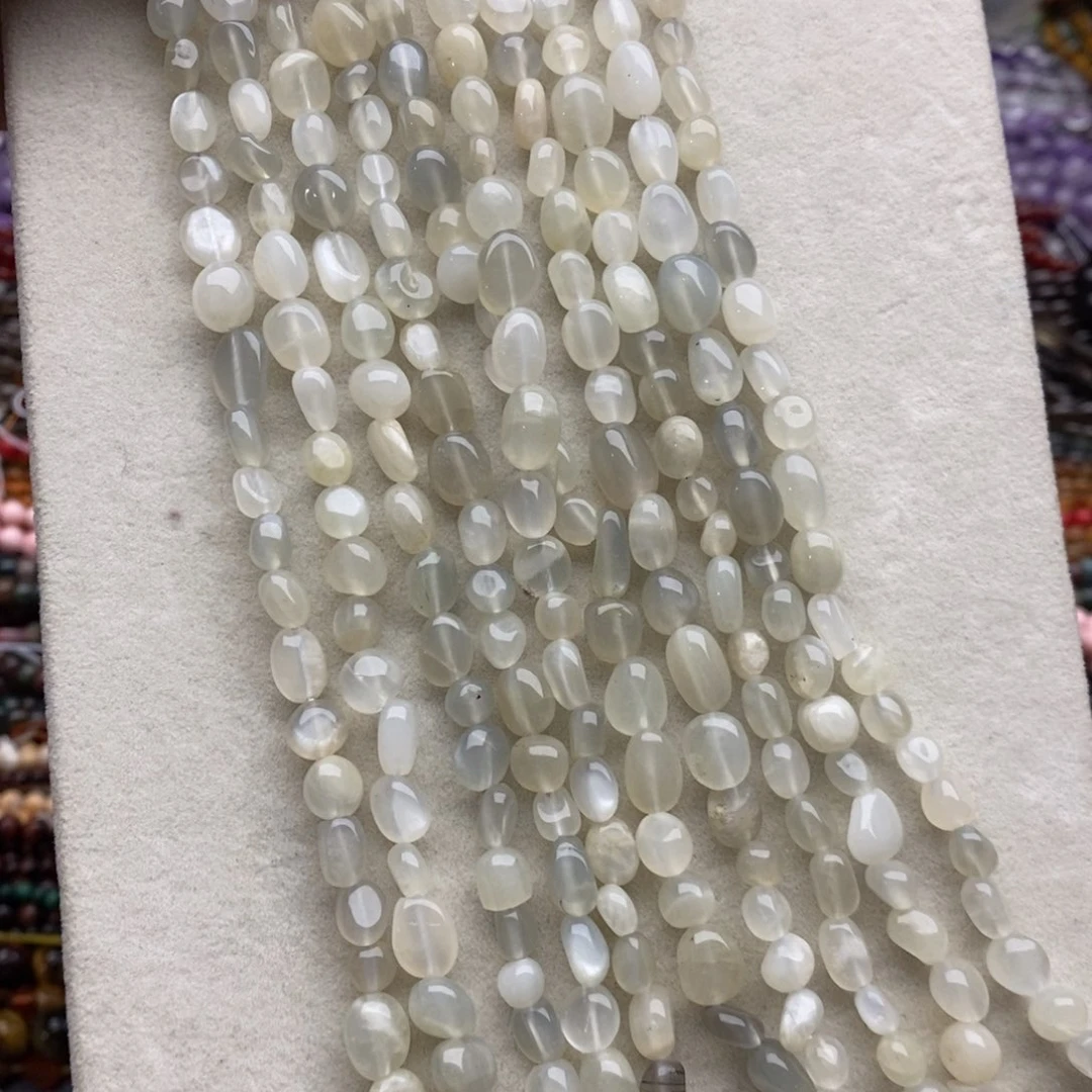 玛瑙/玉髓未镶嵌珠宝半成品一条天然6mm白月光糖豆