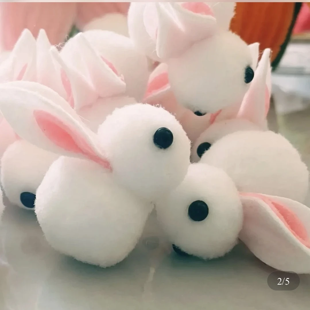 【凌先生】兔耳朵 小兔子耳朵 毛球小兔子材料包 成品毛球小兔子剪