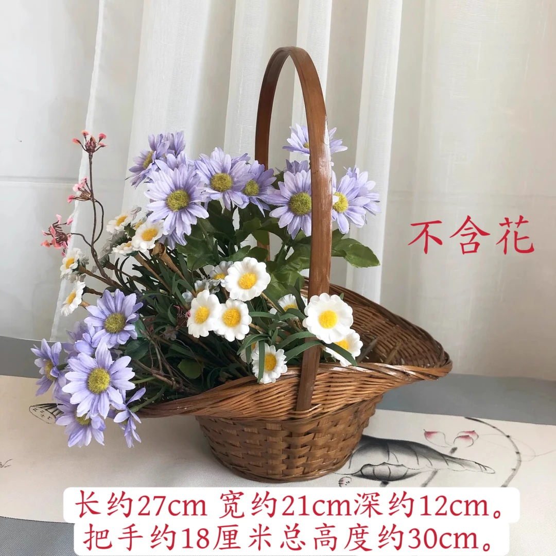 竹编花器插花篮子手提篮拍照摄影道具