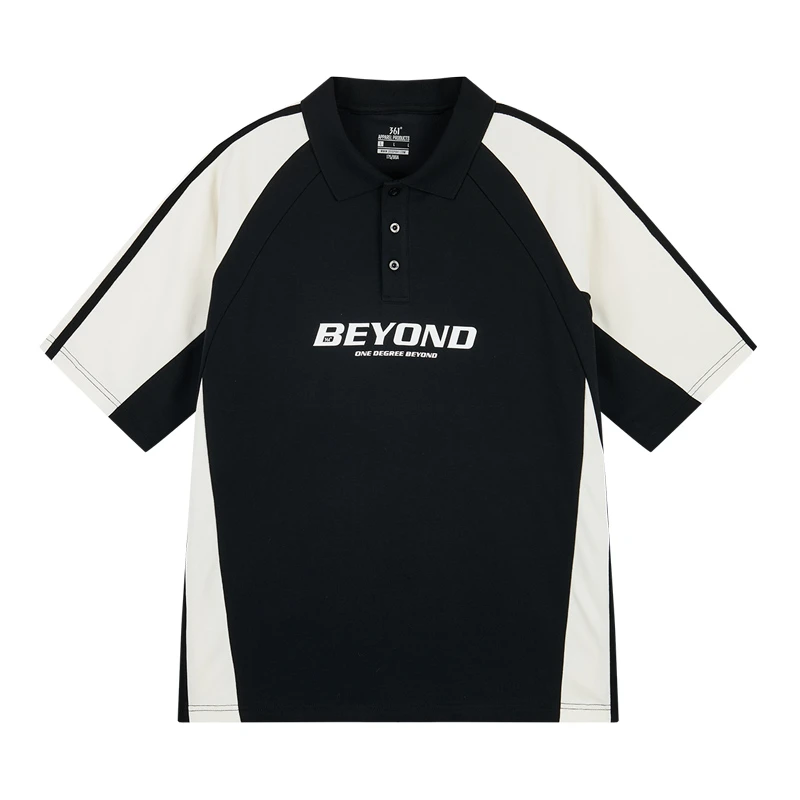 361度春季男女同款时尚舒适透气百搭宽松翻领短T恤632419105-