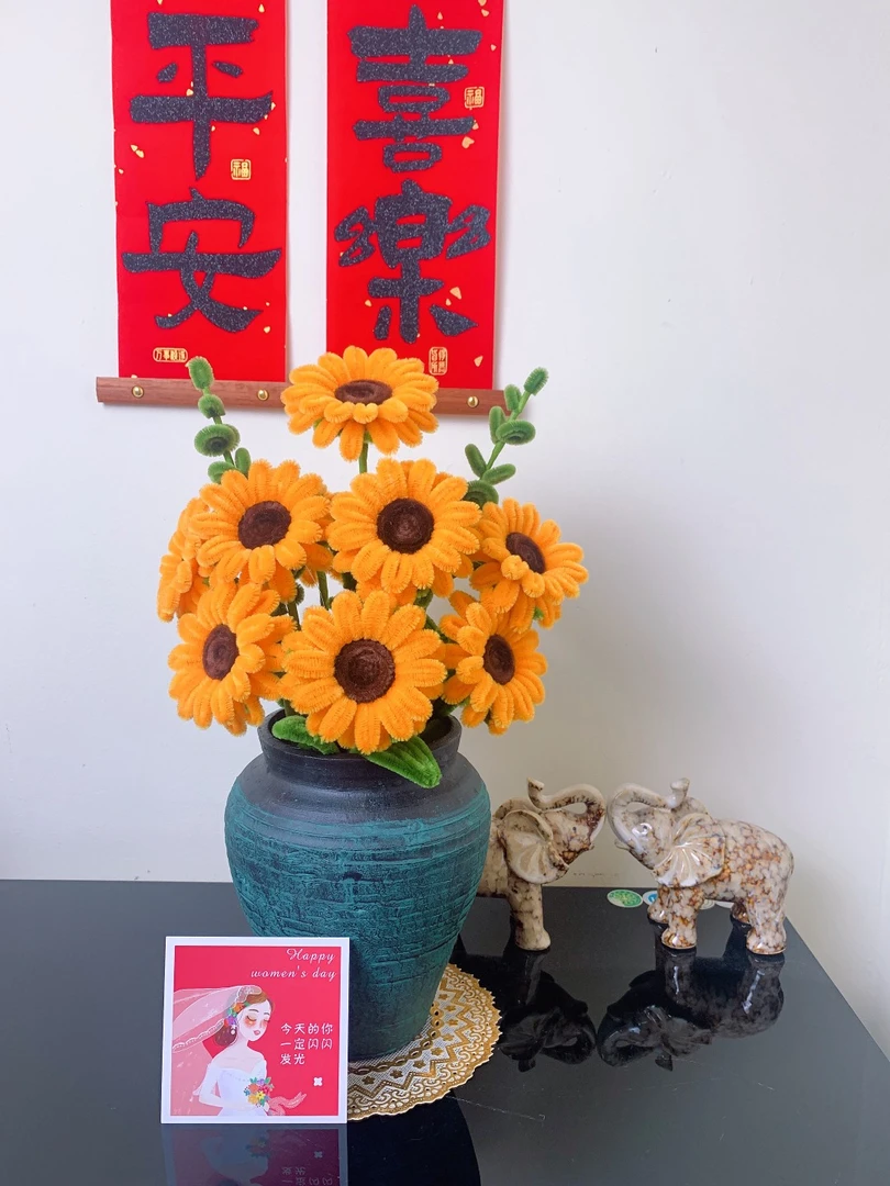 【圣诞节-向日葵-太阳花】扭扭棒手工制作花创意DIY【不含花瓶】星辰