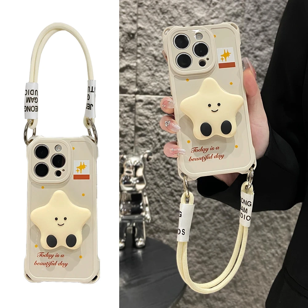 KEWU可爱星星支架适用苹果16promax手机壳防摔挂绳iPhone15/14女