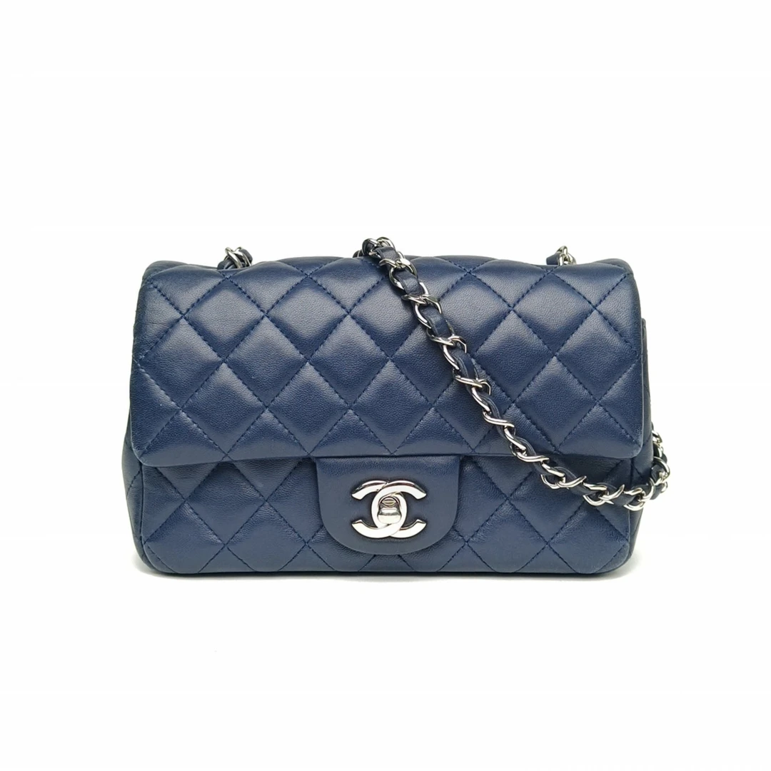 95新 Chanel/香奈儿 小花Jerry活动CF 口盖包 大Mini蓝色 29开