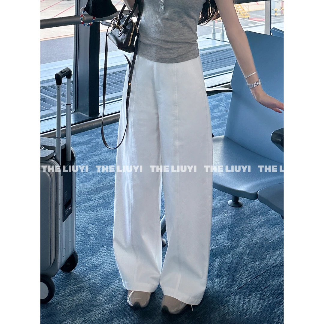 【LIUYI】纯色百搭显瘦宽松弯刀休闲裤58201