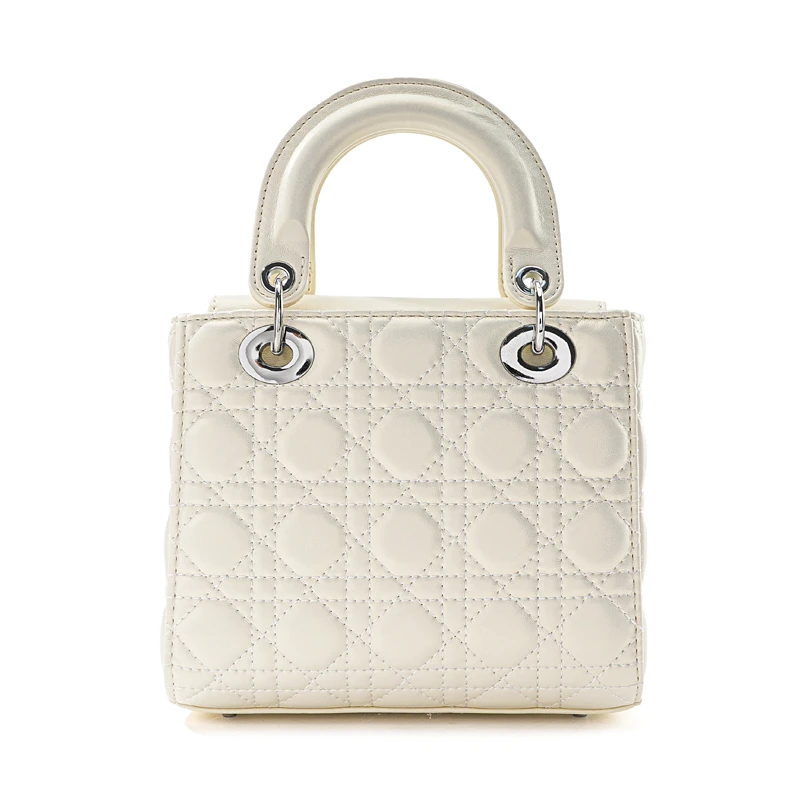 2025新款秋冬轻奢经典菱格手提法式时尚斜挎带飞包-珠光白Y