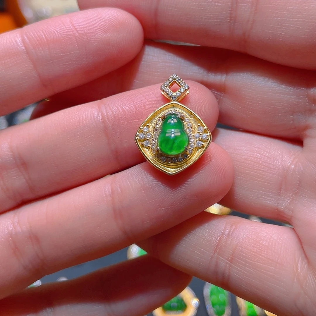 翡翠银S925镶嵌吊坠(不含链)