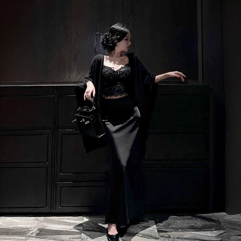 K5938大码法式纯欲蕾丝吊带上衣女春夏慵懒风显瘦半裙气质两件套