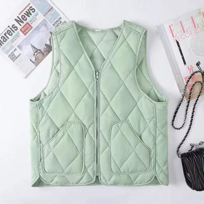 【拉链款】女士马甲秋冬款贴身内穿新款轻薄保暖打底背心修身棉马夹