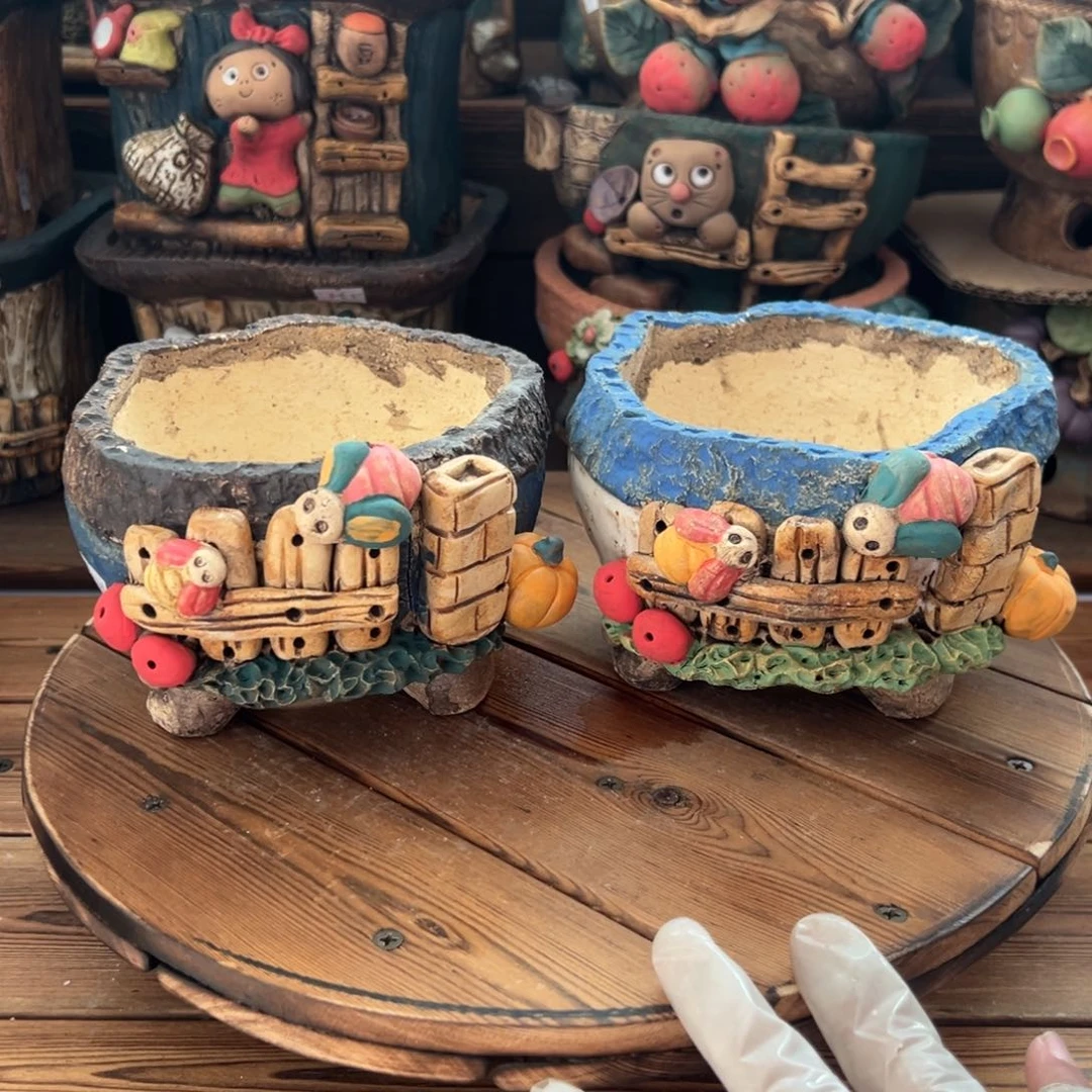 红陶嘻哈多肉花盆