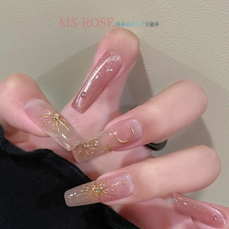 2025娘子纯手工高级穿戴可拆卸美甲爆闪气质猫眼韩系显白富贵新款