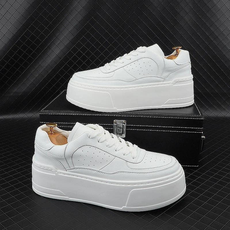 PT RICH百搭厚底松糕增高小白鞋男夏季韩版时尚爆款休闲板鞋男士