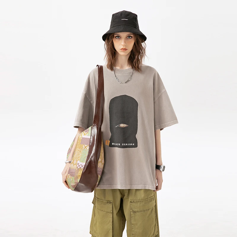 新款夏季短袖T恤宽松纯棉韩风人物潮流薄款青春日常百搭爆款植绒