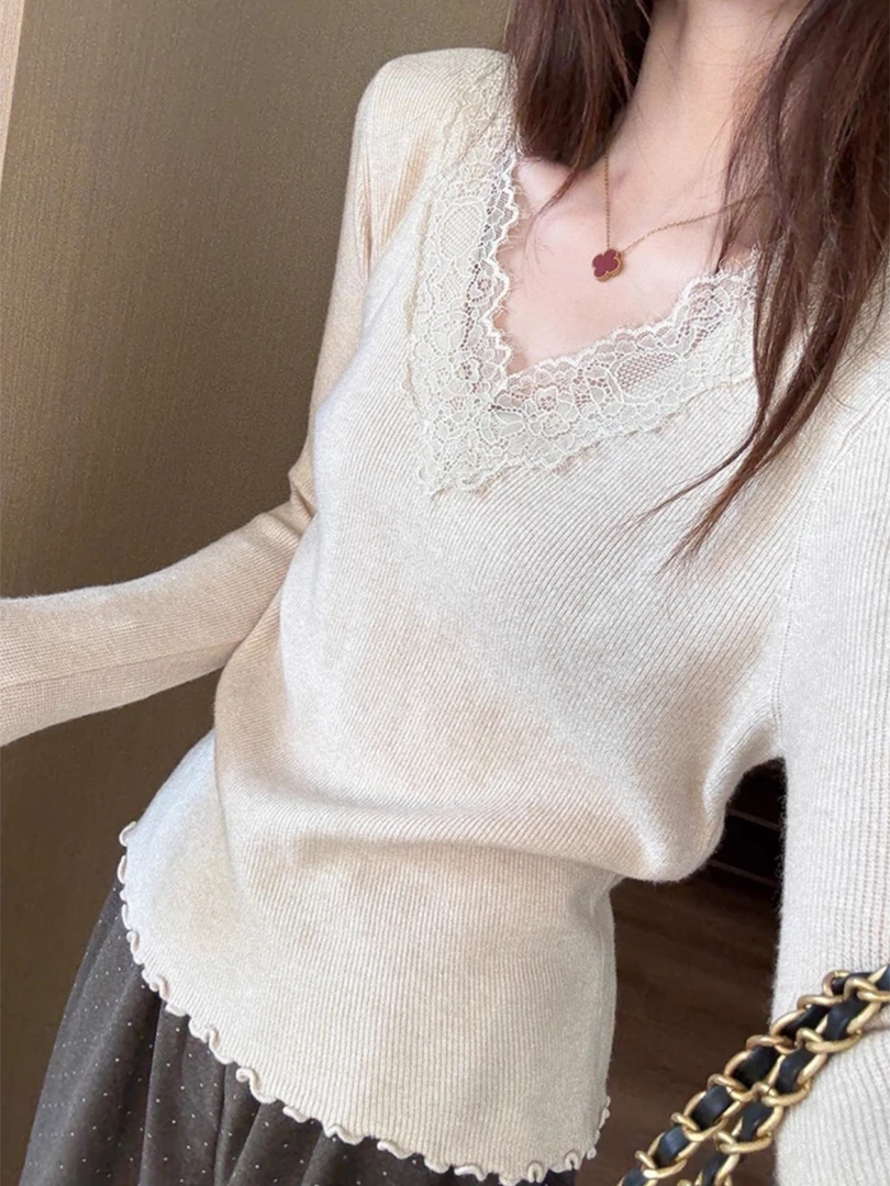【冬季打底】纯欲风毛衣韩系风毛针织衫V领女长袖针织打底衫