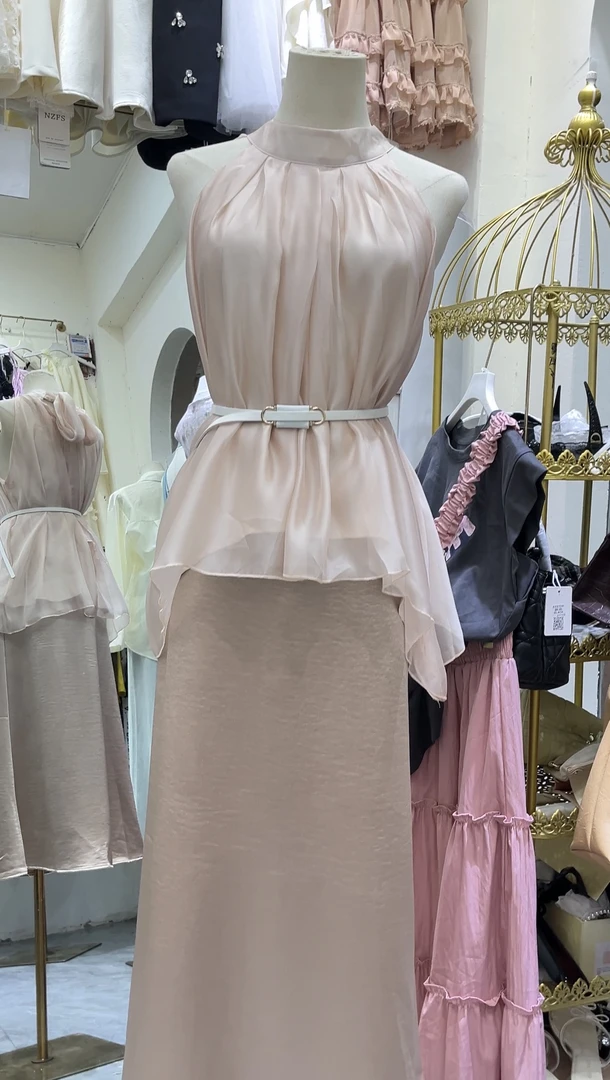 简约风轻熟风千金风法式时尚夏季套装设计师百搭长裙裙子