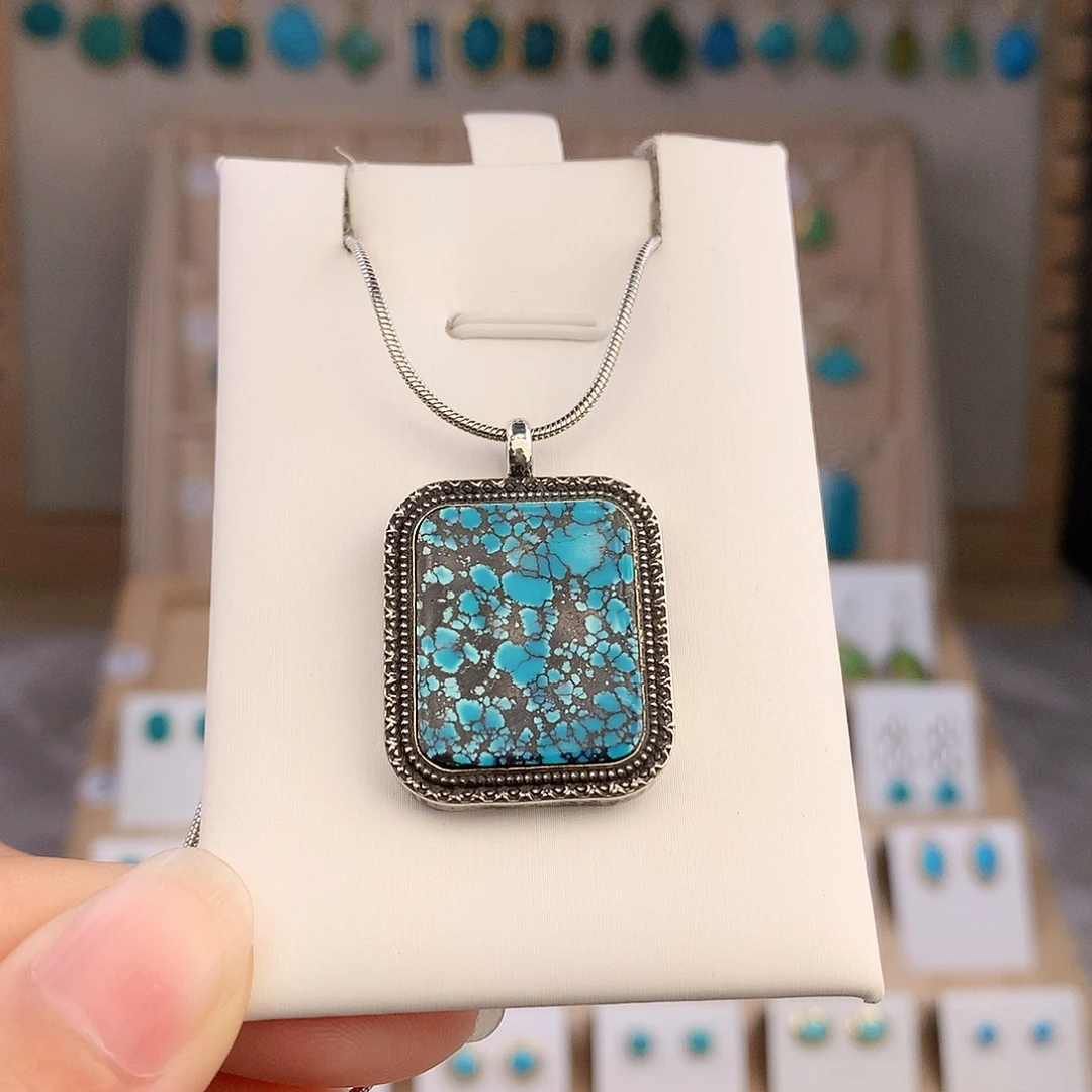 绿松石银S925镶嵌颈饰