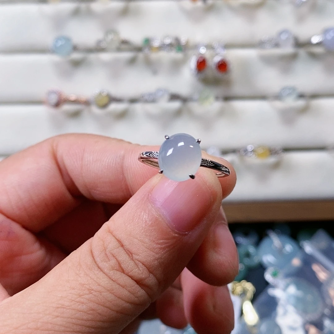 翡翠银S925镶嵌戒指