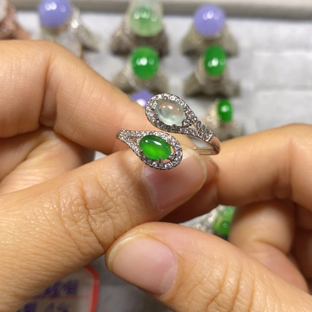 银S925镶嵌戒指翡翠戒指