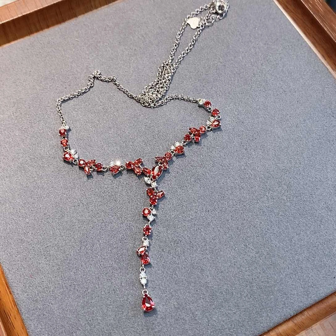 蓝宝石颈饰银S925镶嵌