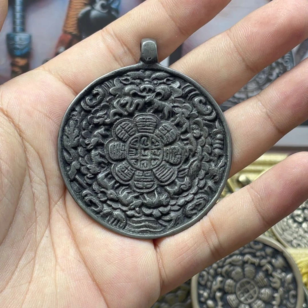 栗*黑漆古猪鼻九宫八卦牌