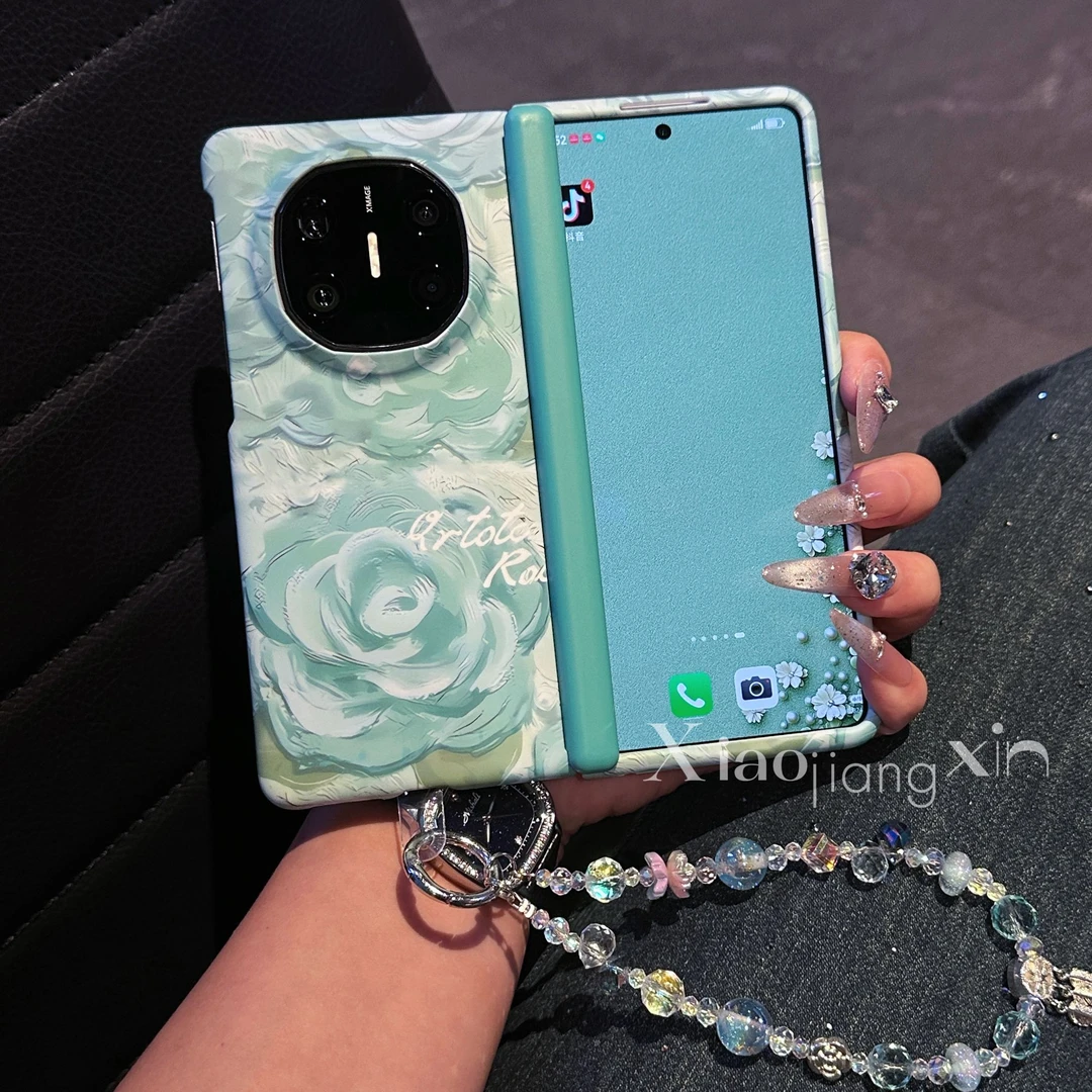 高级感适用华为MateX6典藏版折叠X5气质花朵全包中轴挂绳X3手机壳