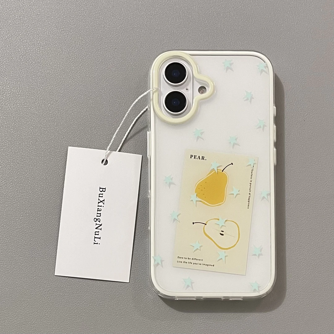 透色ins满屏星星雪梨标签适用苹果16pro手机壳iPhone15全包14/13