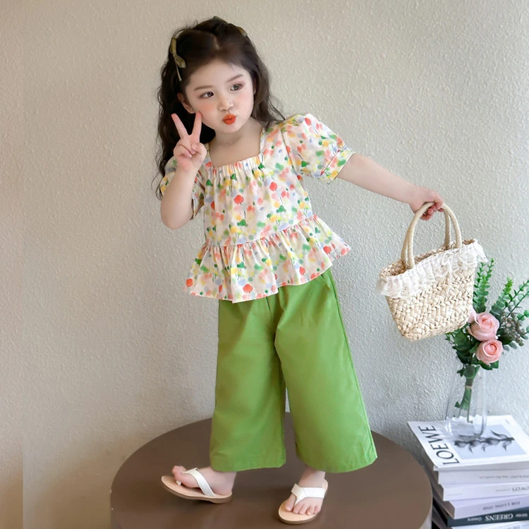 夏季新款碎花套装女童中小童潮流甜美舒适休闲宽松韩版网红洋气