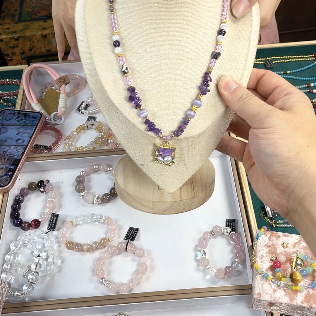 水晶手链银S925镀金镶嵌