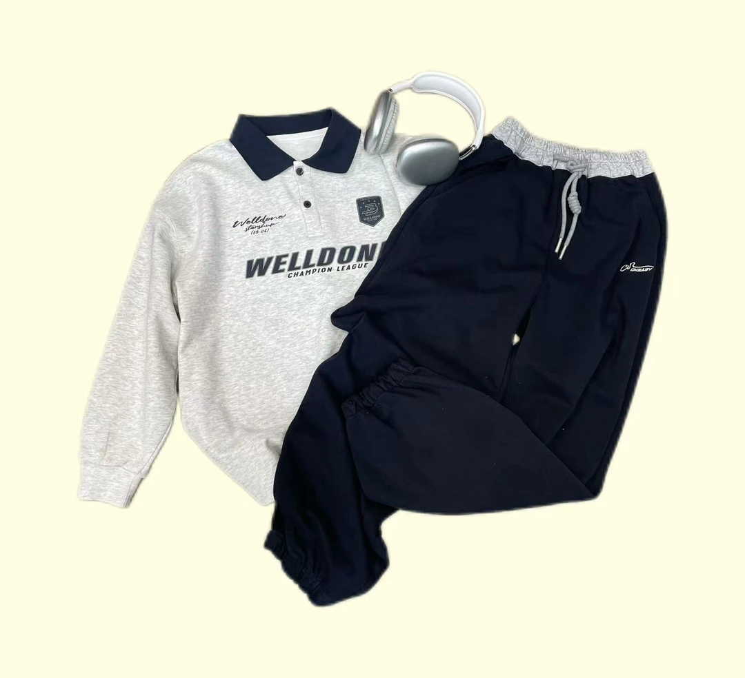 雪儿青少年男童803春季新款翻领套头卫衣大童休闲百搭