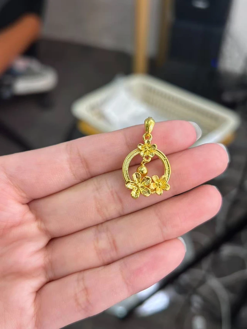 足金999 3D花环滴流吊坠