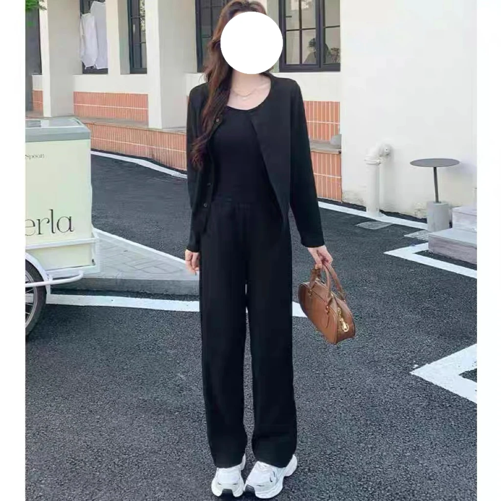 线下门店！秋季上新！女士休闲韩版百搭显瘦小香风三件套装FG906