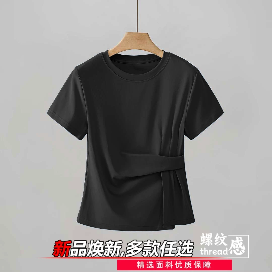 夏季新款冰丝T恤短袖韩版宽松简约遮肉胖MM显瘦时尚女士优质上衣