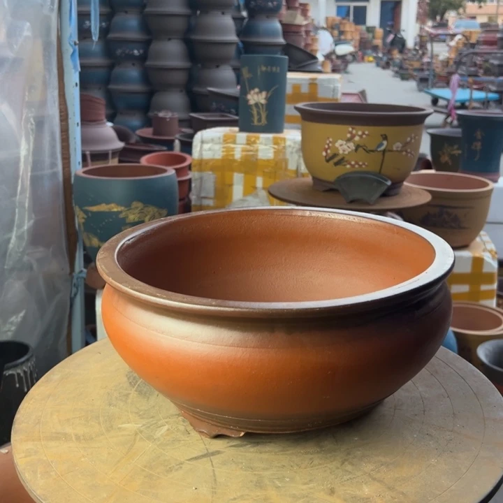 紫砂仿古鱼缸大 口径31×14