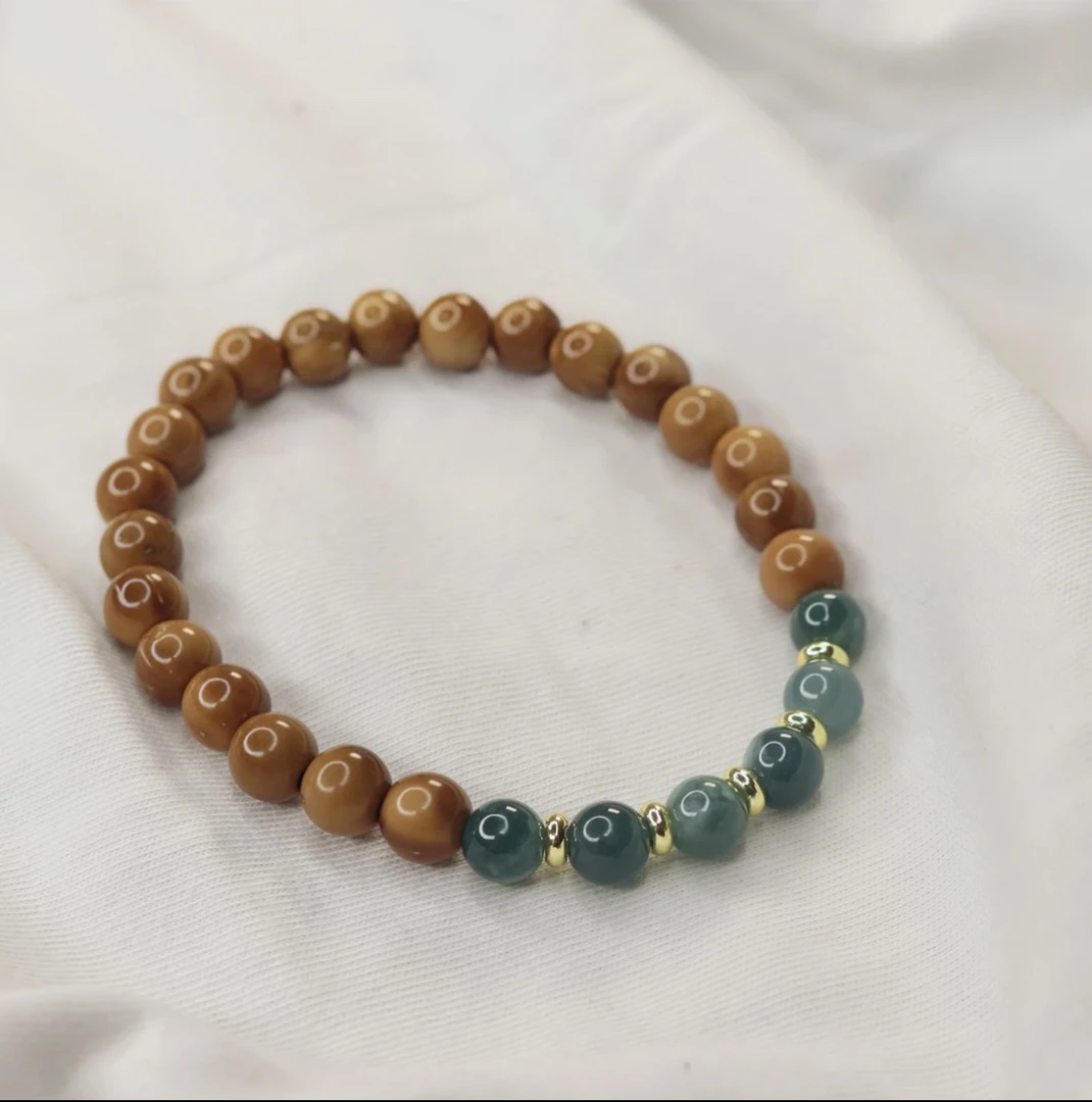 沐香手作库克配蓝翡单圈手串