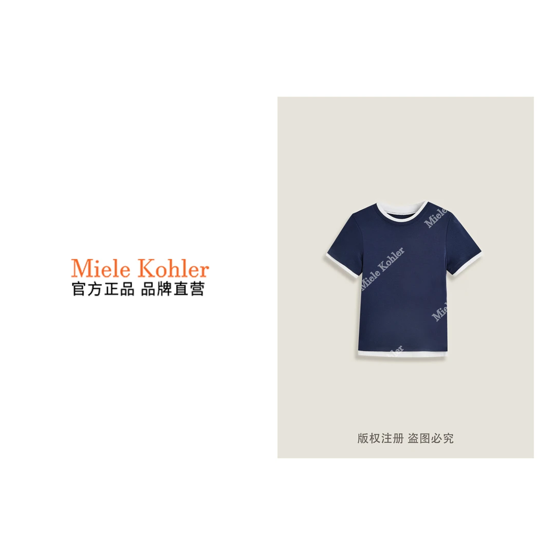 新款撞色圆领百搭T恤短袖MKKQ68162【澳门小源同款】