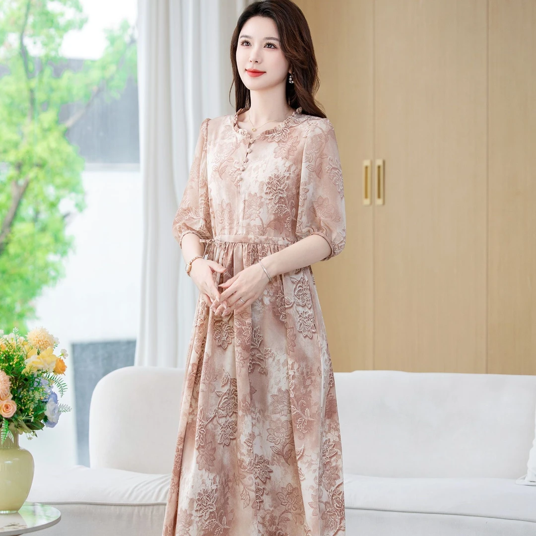 【璟萱福利】修身亲肤遮肚中长新款连衣裙-1