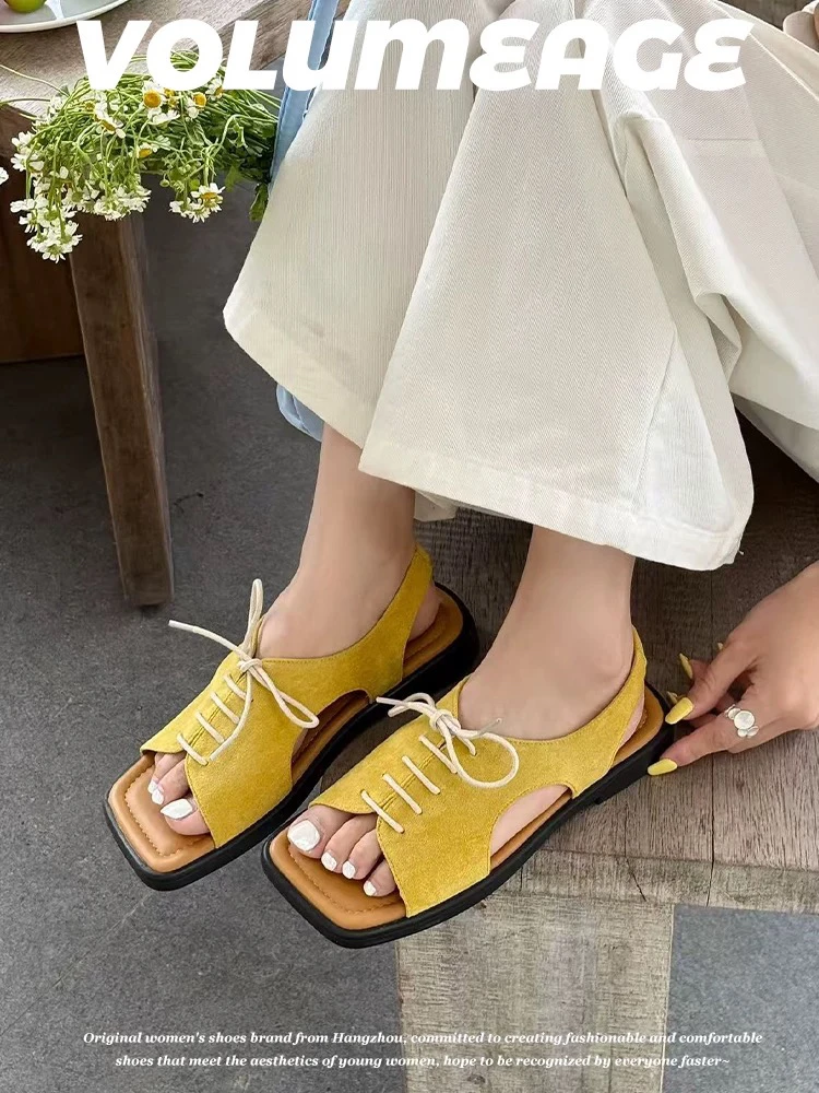 超好看韩版复古系带纯色露趾磨砂罗马凉鞋 909-2