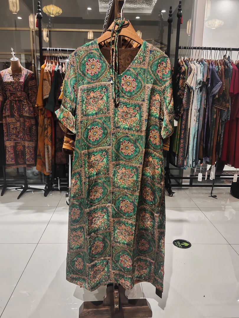 【绿野繁花】中式国风高端连衣裙260-0185绿野繁花